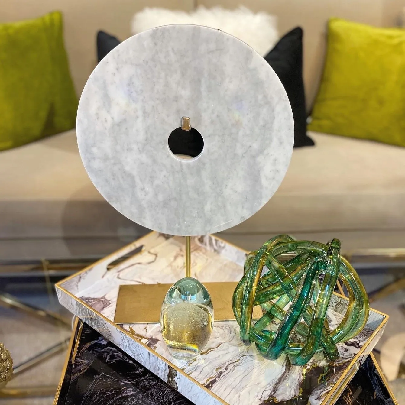 Large Marble Disc on Stand