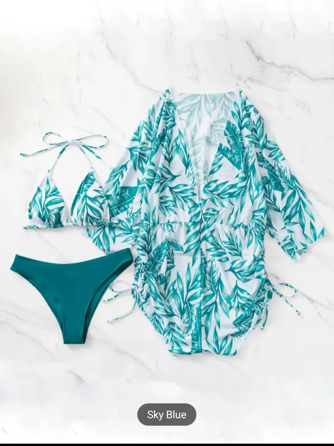 Leaf Plant Print Bikini Set (3pc)