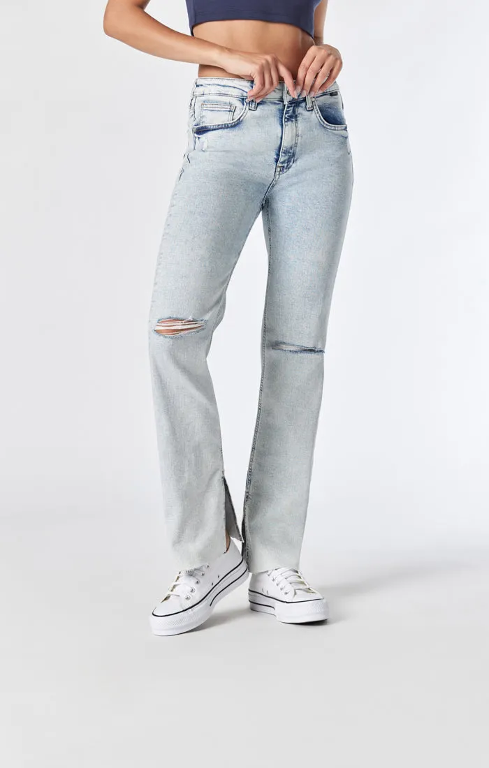 MARIA SLIT JEANS IN LIGHT RECYCLED BLUE