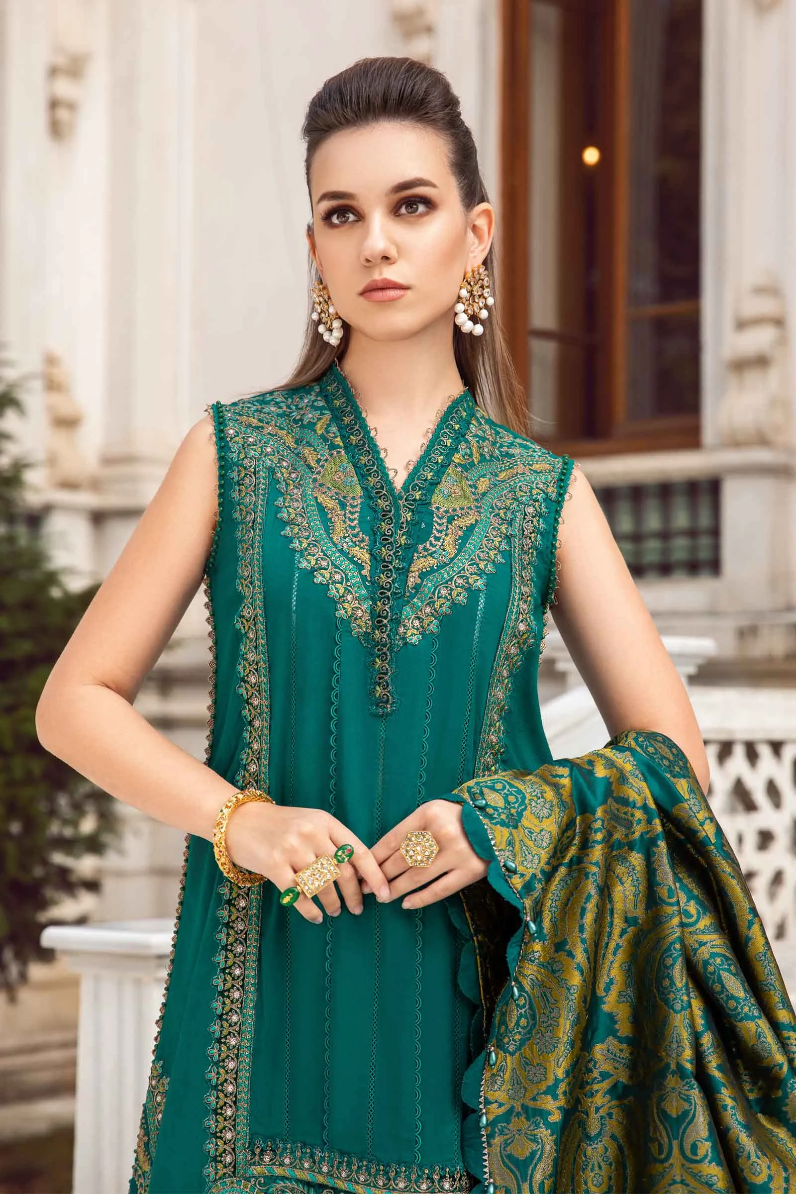 MARIA.B Linen Winter Collection – Emerald Green DL-1107