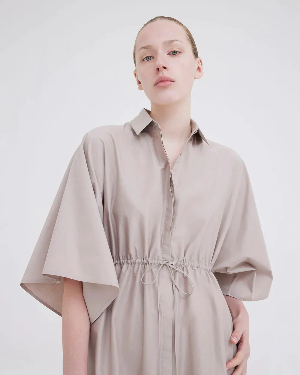 Molloy Cotton Silk Dress in Biscuit Neutral