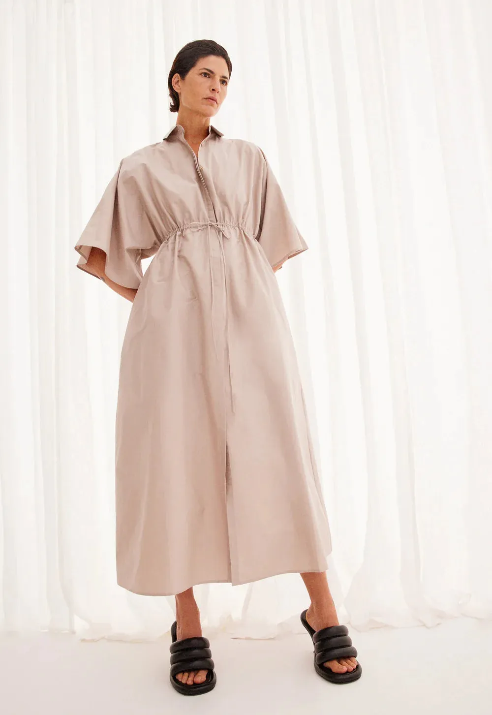 Molloy Cotton Silk Dress in Biscuit Neutral