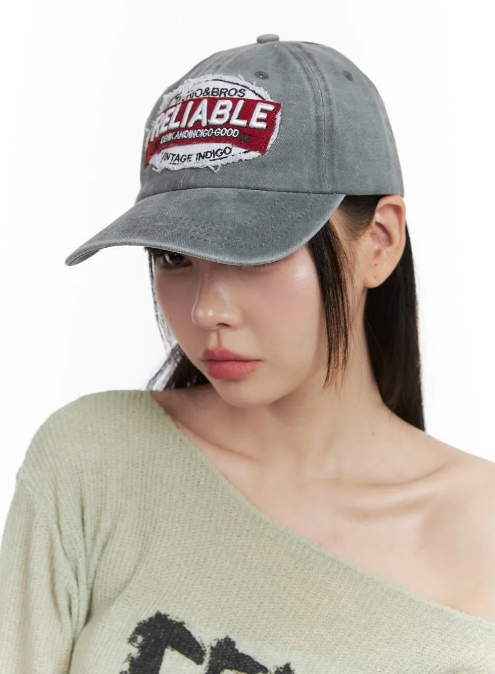 Patchwork Lettering Baseball Cap OS409