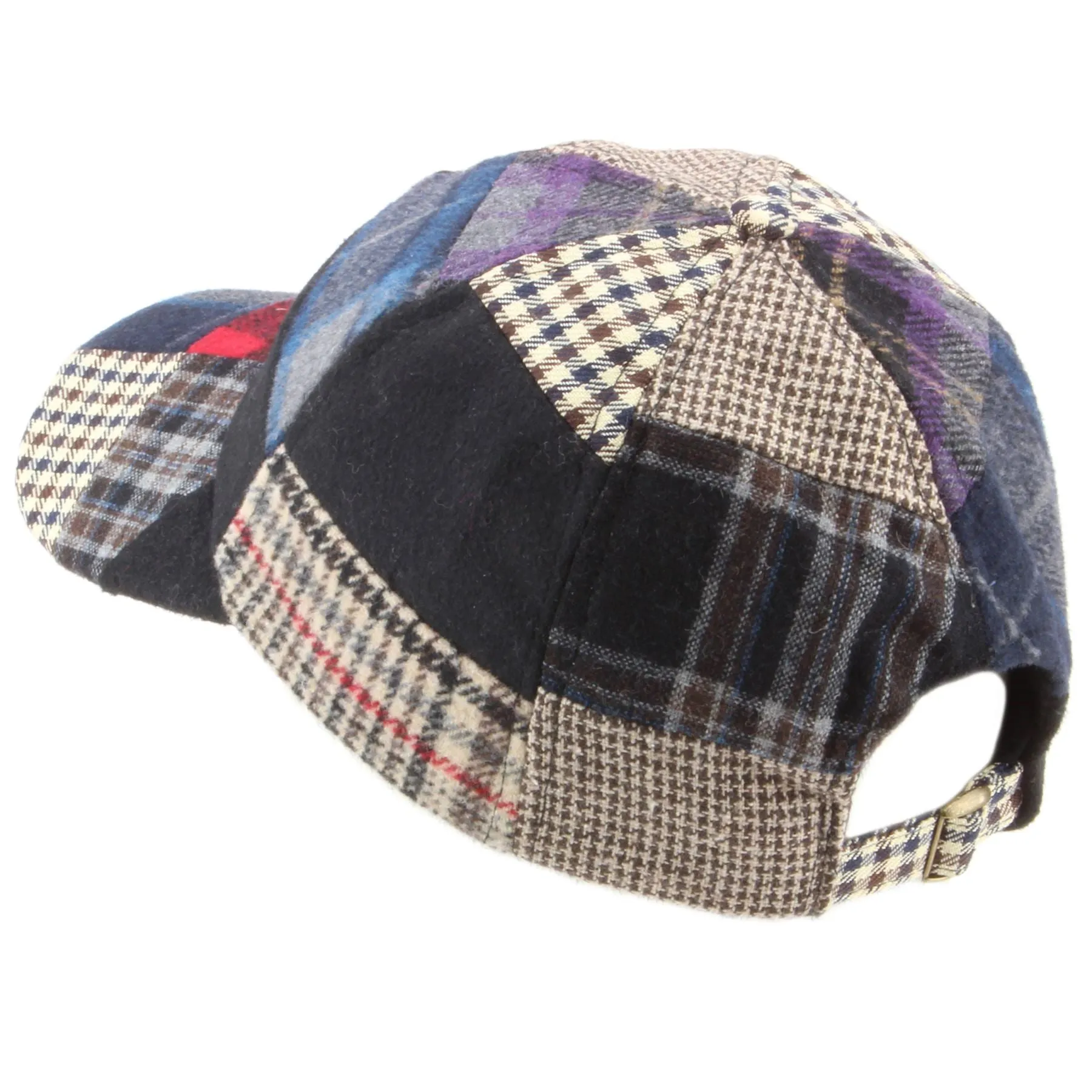 Patchwork Tweed baseball cap with adjustable strap - Blue