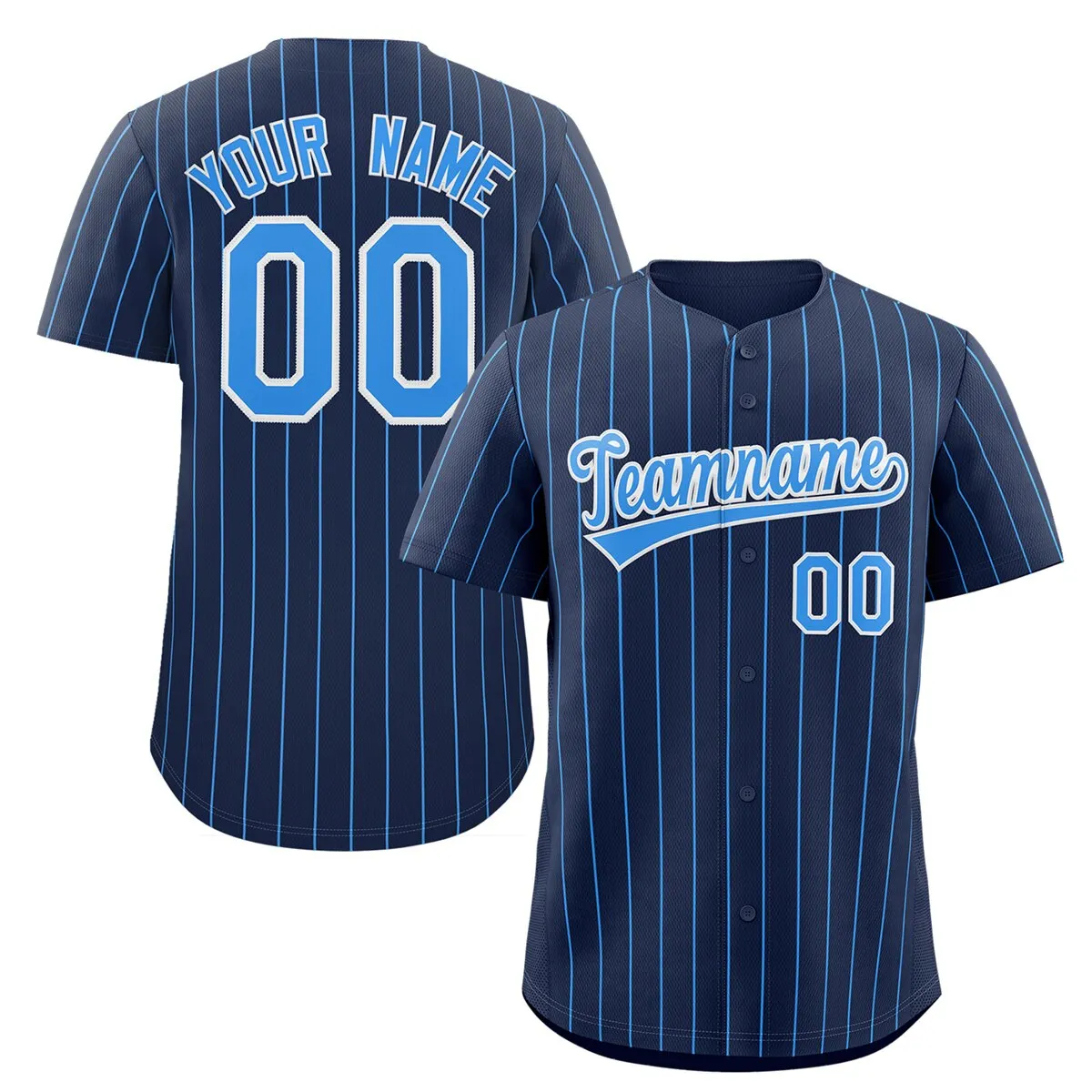 Personalized Pinstripe Baseball Jersey Button Down Shirt Printed or Custom Name Number Team Baseball, Unisex Baseball Jersey