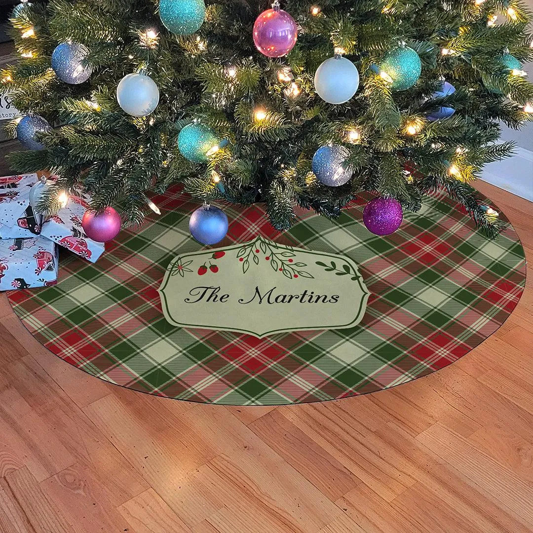 Personalized Plaid Christmas Tree Skirt