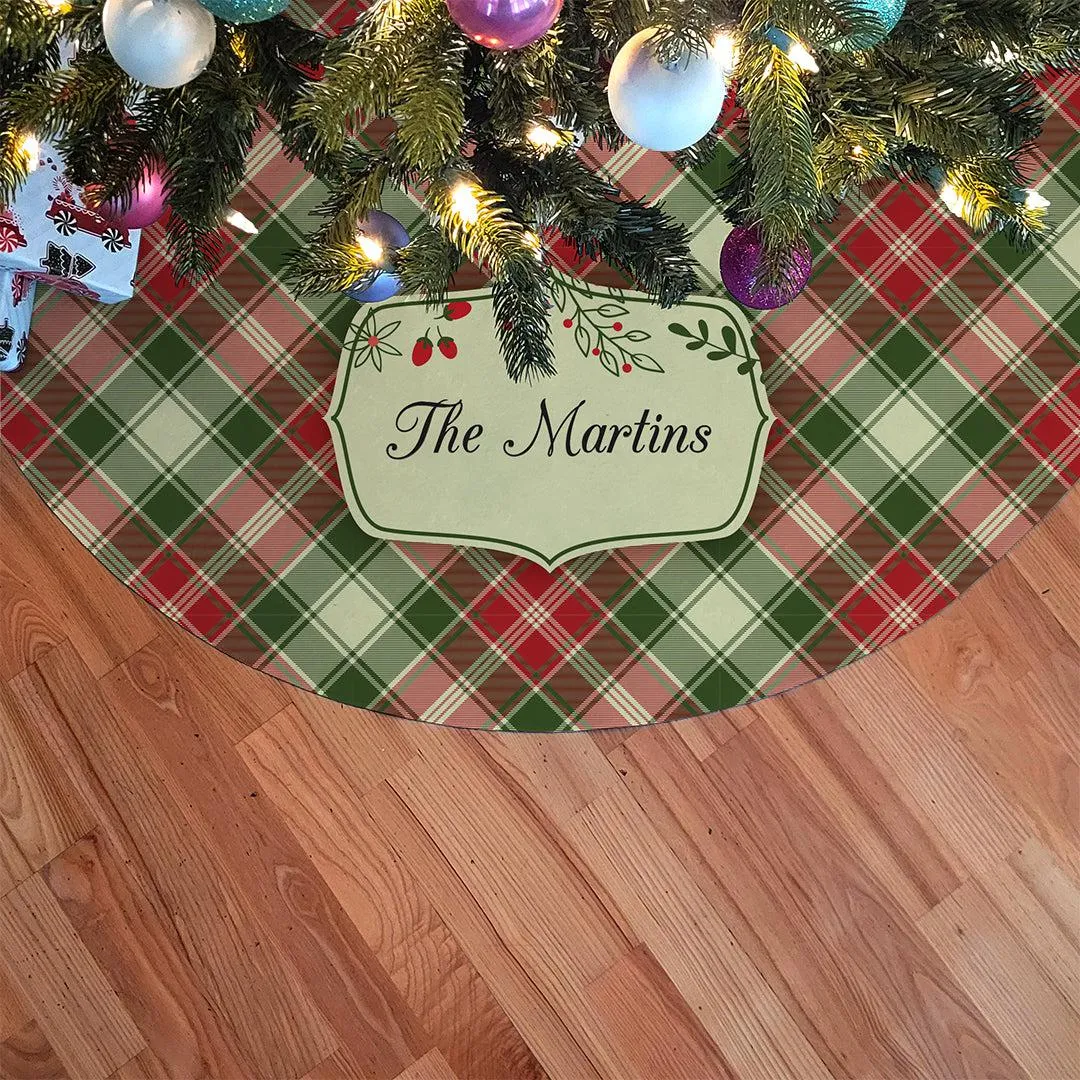 Personalized Plaid Christmas Tree Skirt