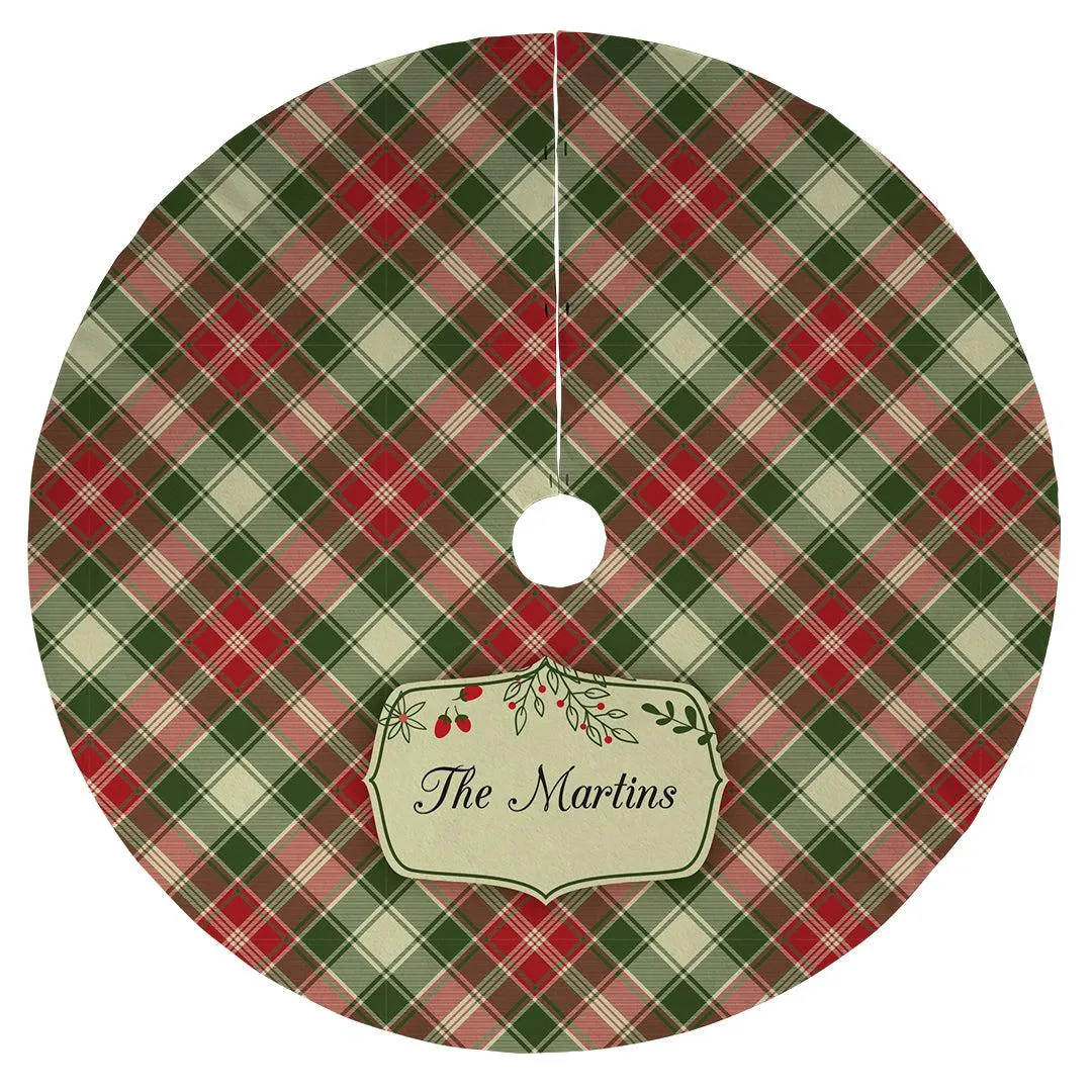 Personalized Plaid Christmas Tree Skirt