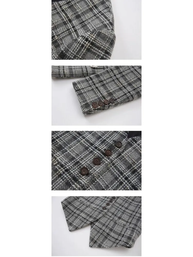 Plaid vest jacket and pleated skirt【s0000003970】