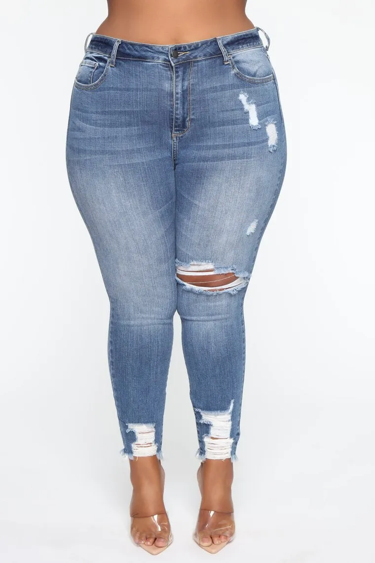 Plus Size Stretch Ripped Women Jeans