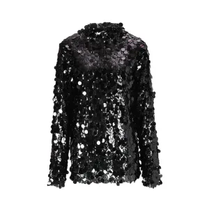 Pre Order:  Sequin Embellished Stand Collar Top