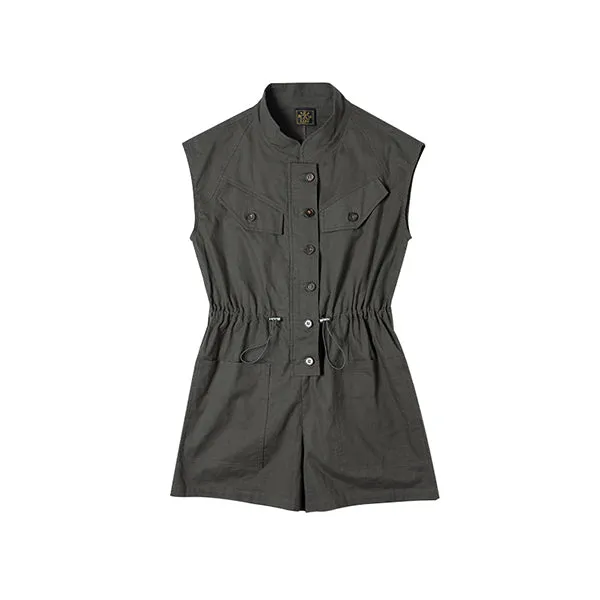 Retro Sleeveless Cargo Jumpsuits in Grey