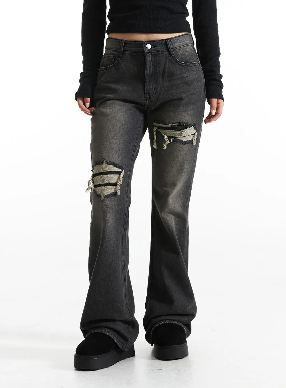 Ripped Bootcut Jeans CO313