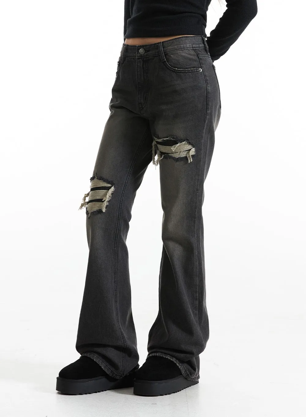 Ripped Bootcut Jeans CO313