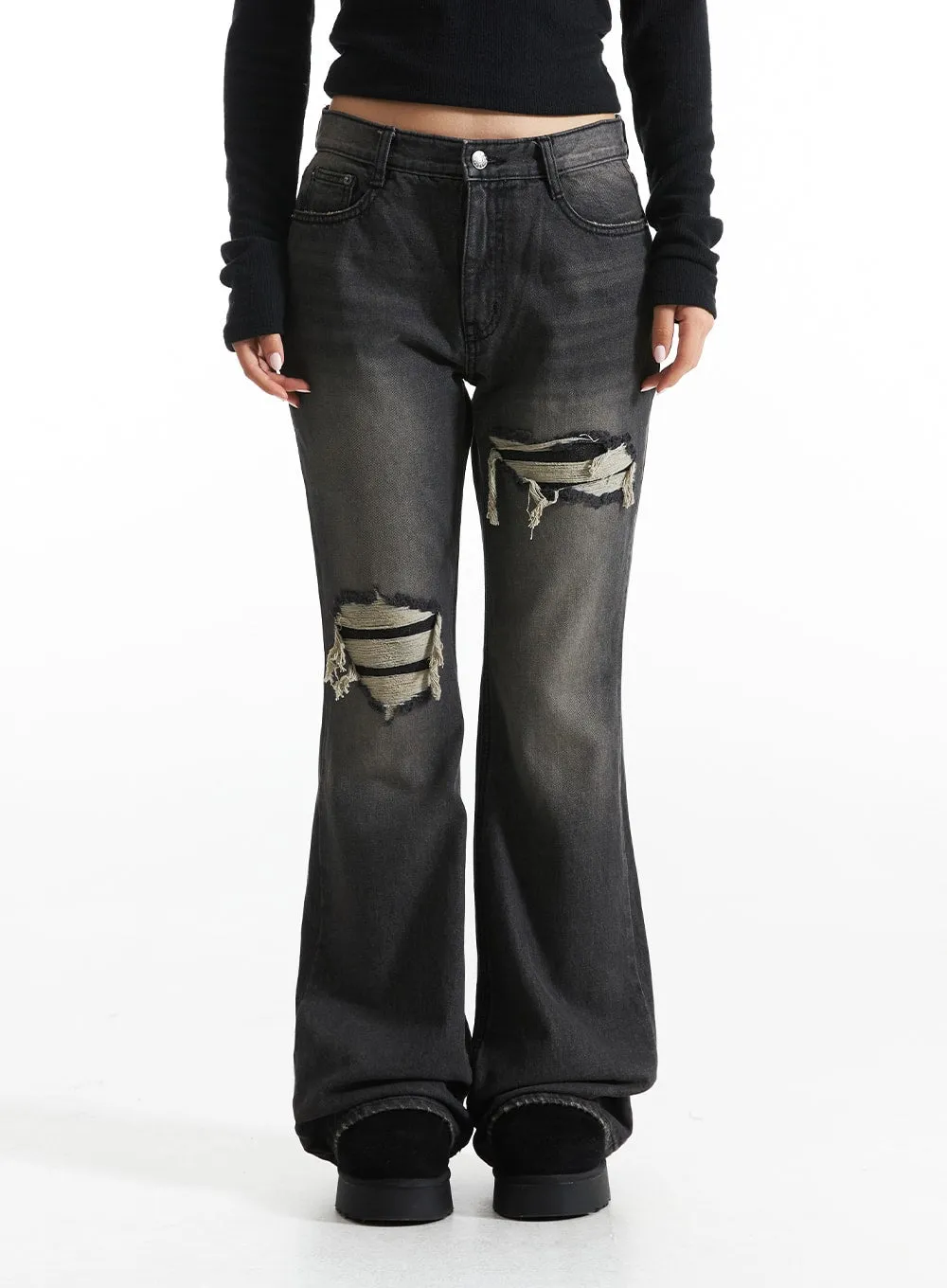 Ripped Bootcut Jeans CO313