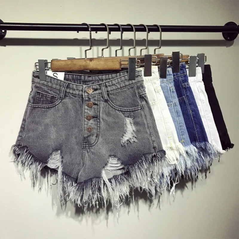 Ripped Raw Distressed Denim Shorts