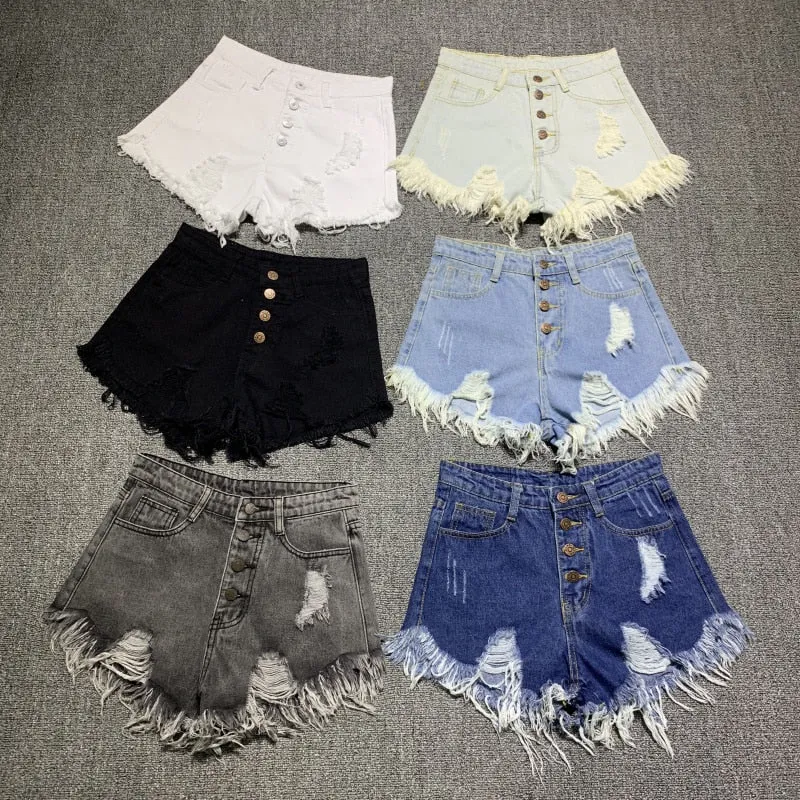 Ripped Raw Distressed Denim Shorts