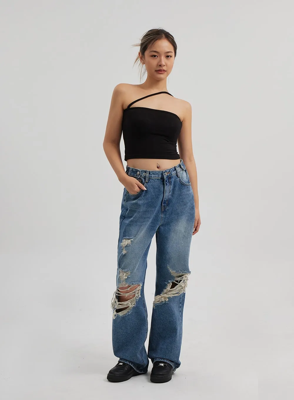 Ripped Wide Leg Jeans CF314