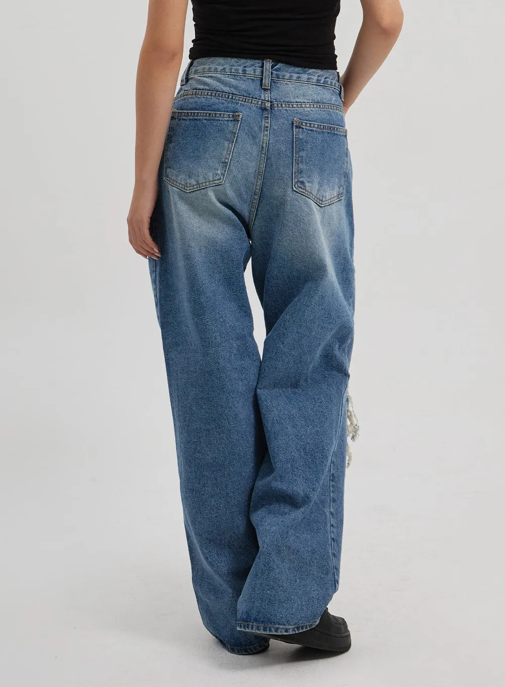 Ripped Wide Leg Jeans CF314