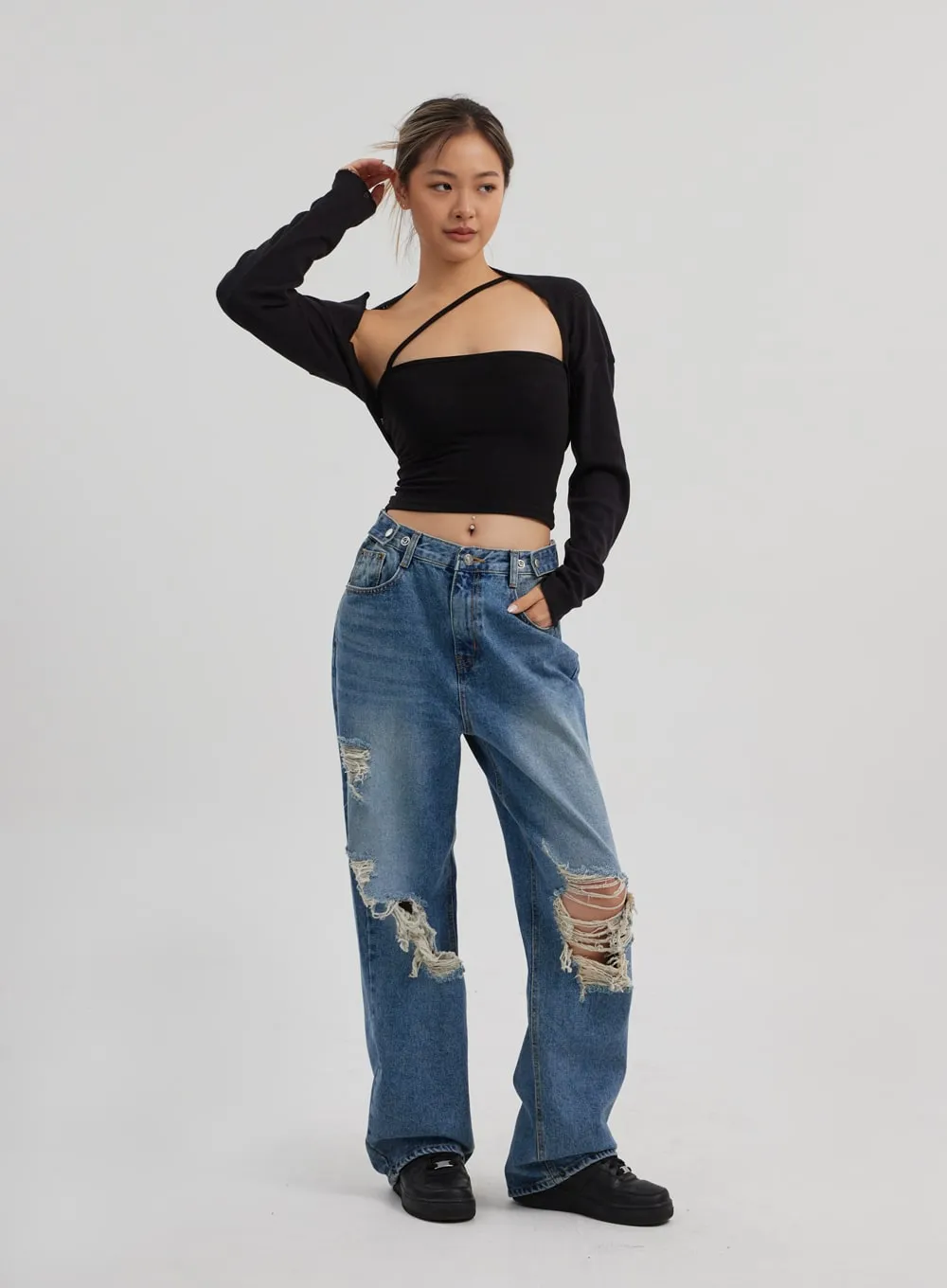 Ripped Wide Leg Jeans CF314