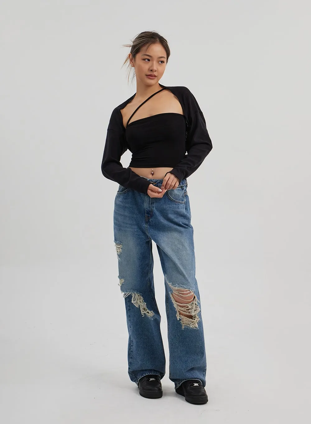 Ripped Wide Leg Jeans CF314