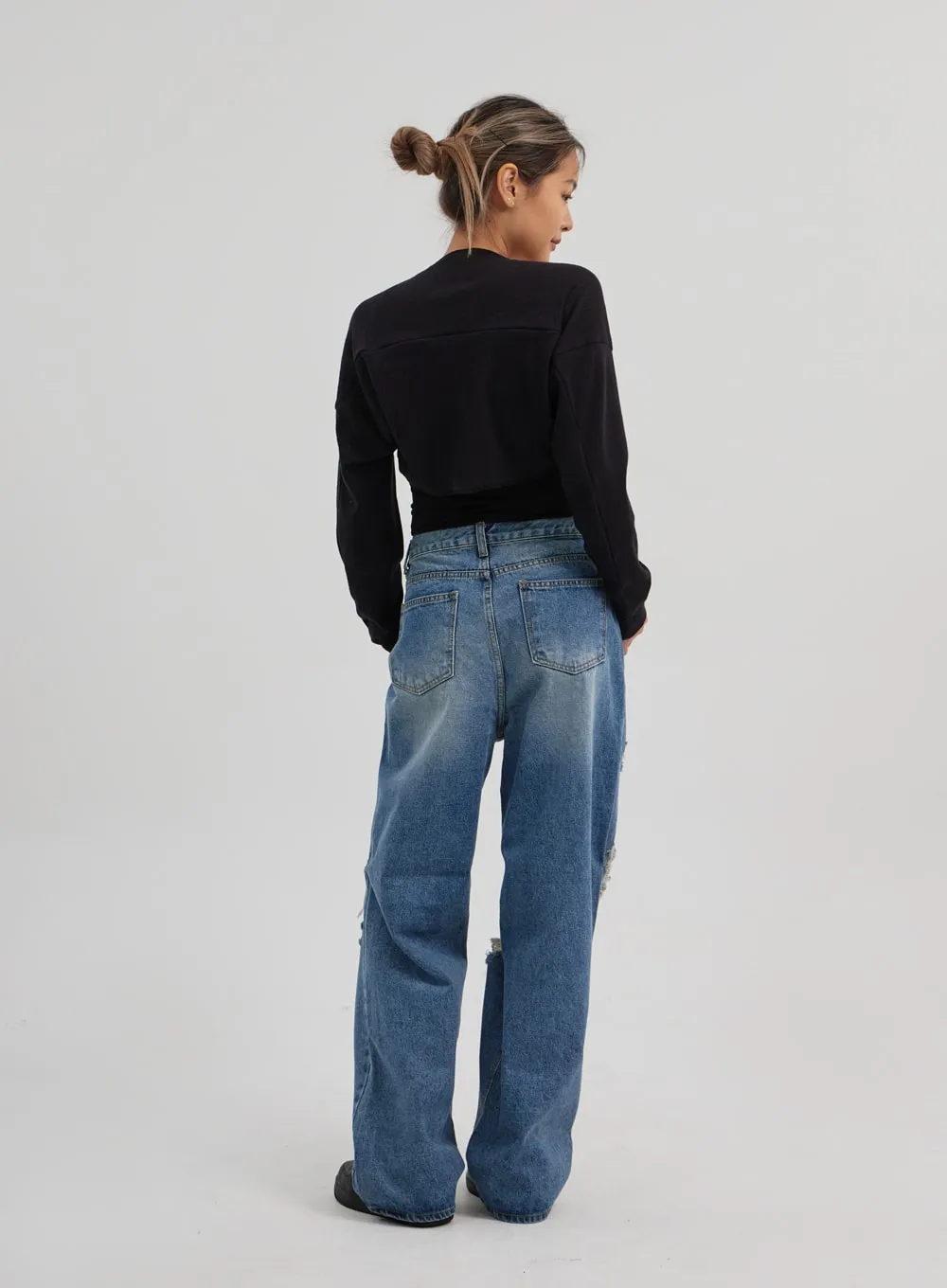 Ripped Wide Leg Jeans CF314