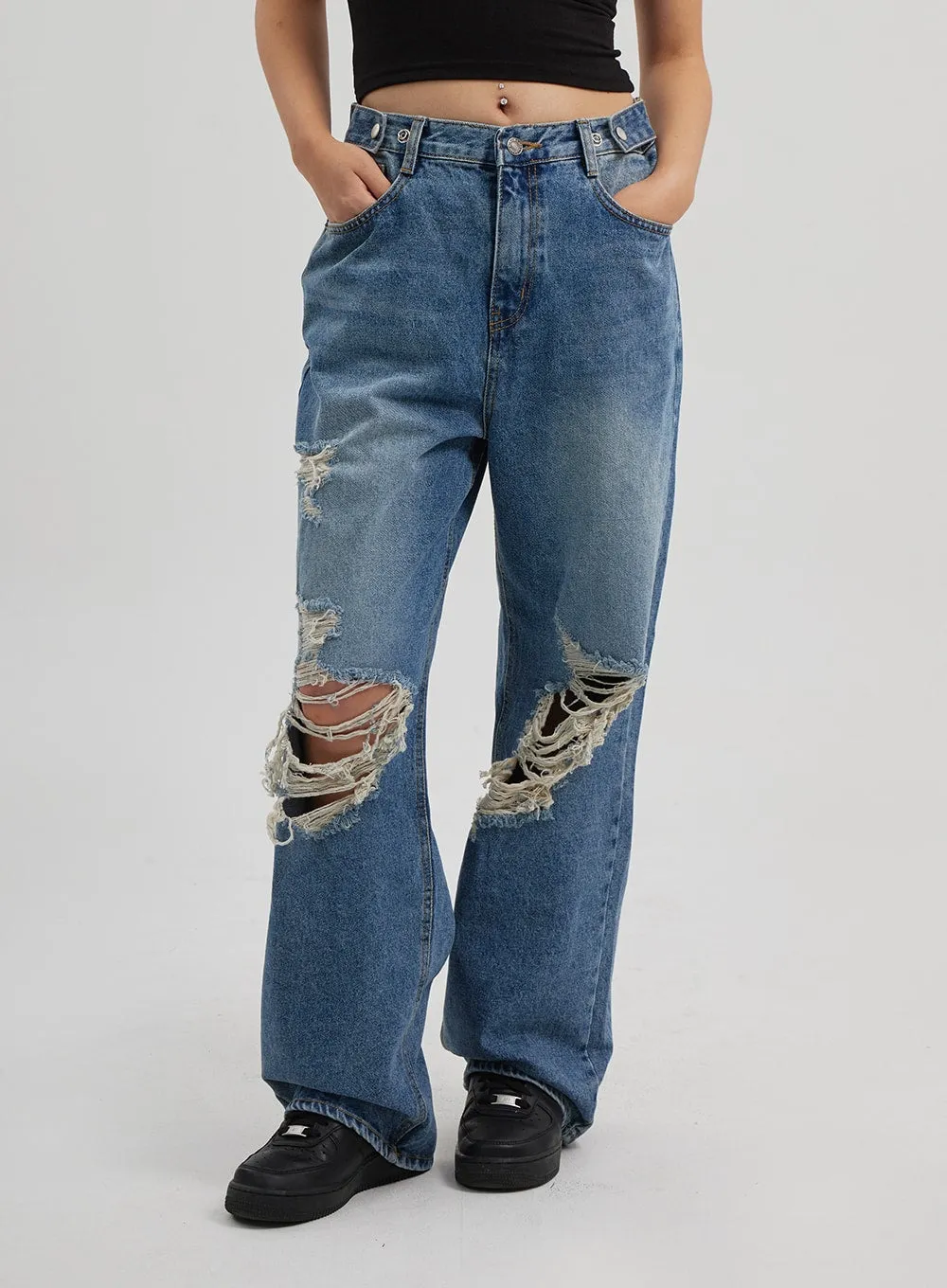 Ripped Wide Leg Jeans CF314