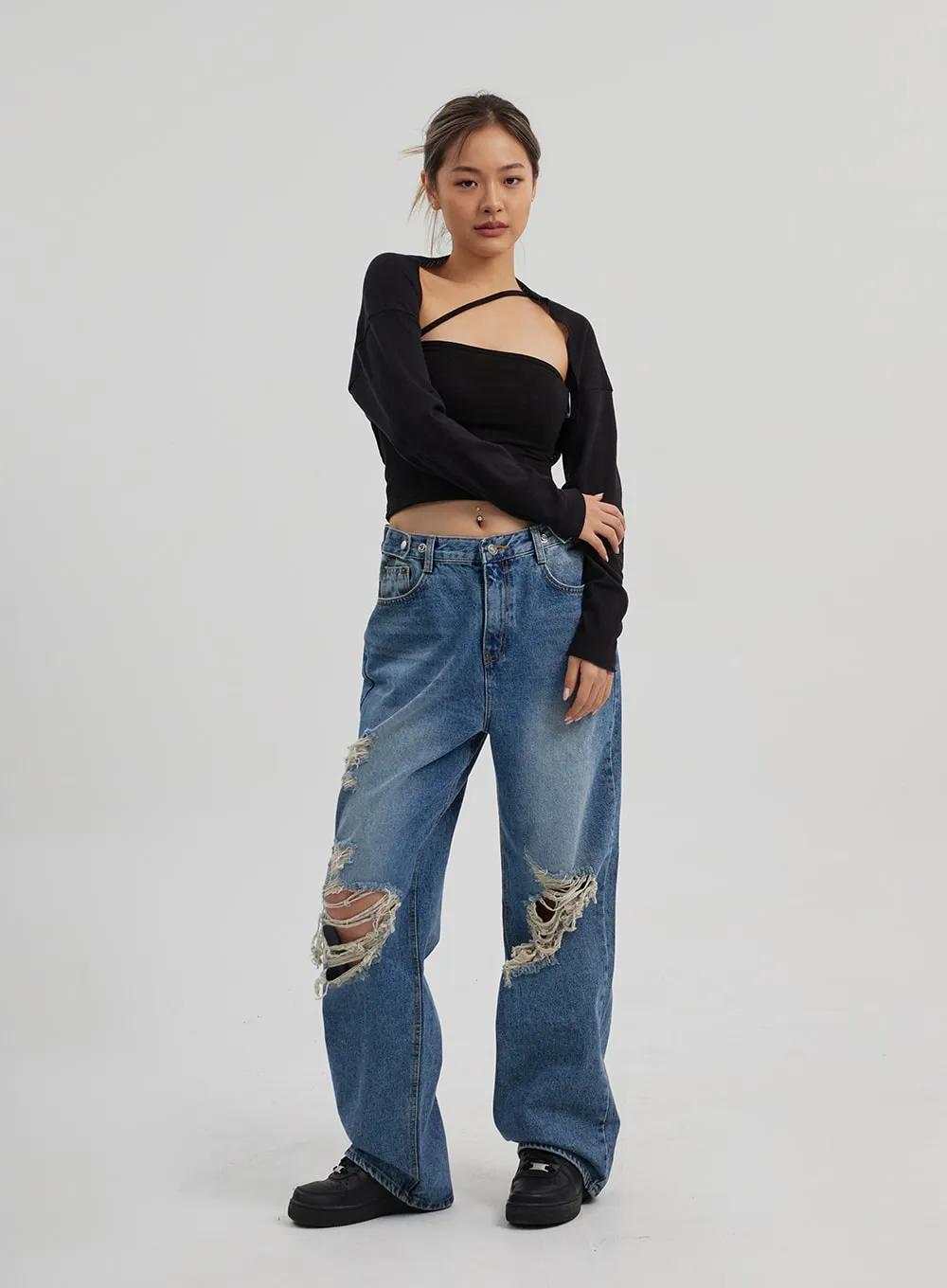 Ripped Wide Leg Jeans CF314