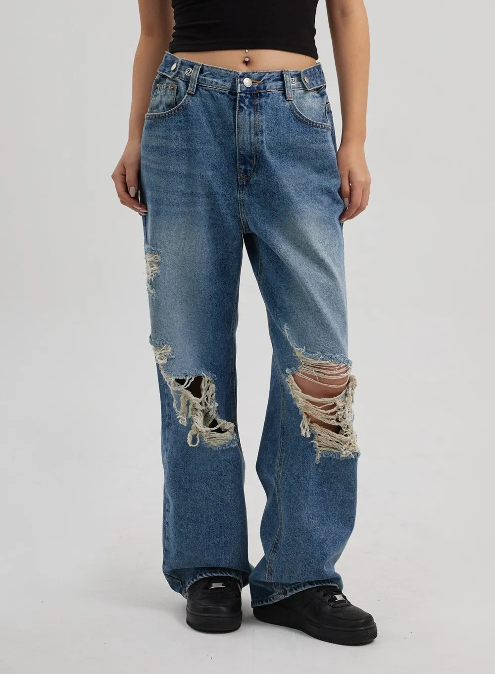 Ripped Wide Leg Jeans CF314