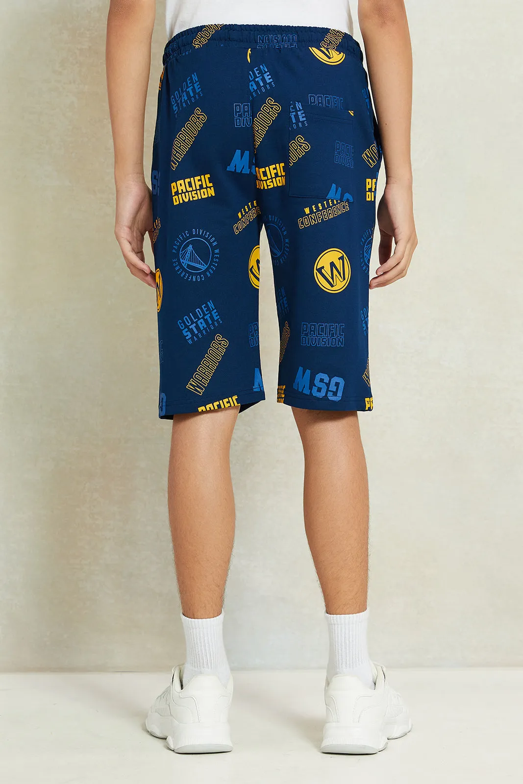 Senior Boys Navy Printed Active Shorts