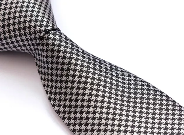 Silver and Black Houndstooth Tie