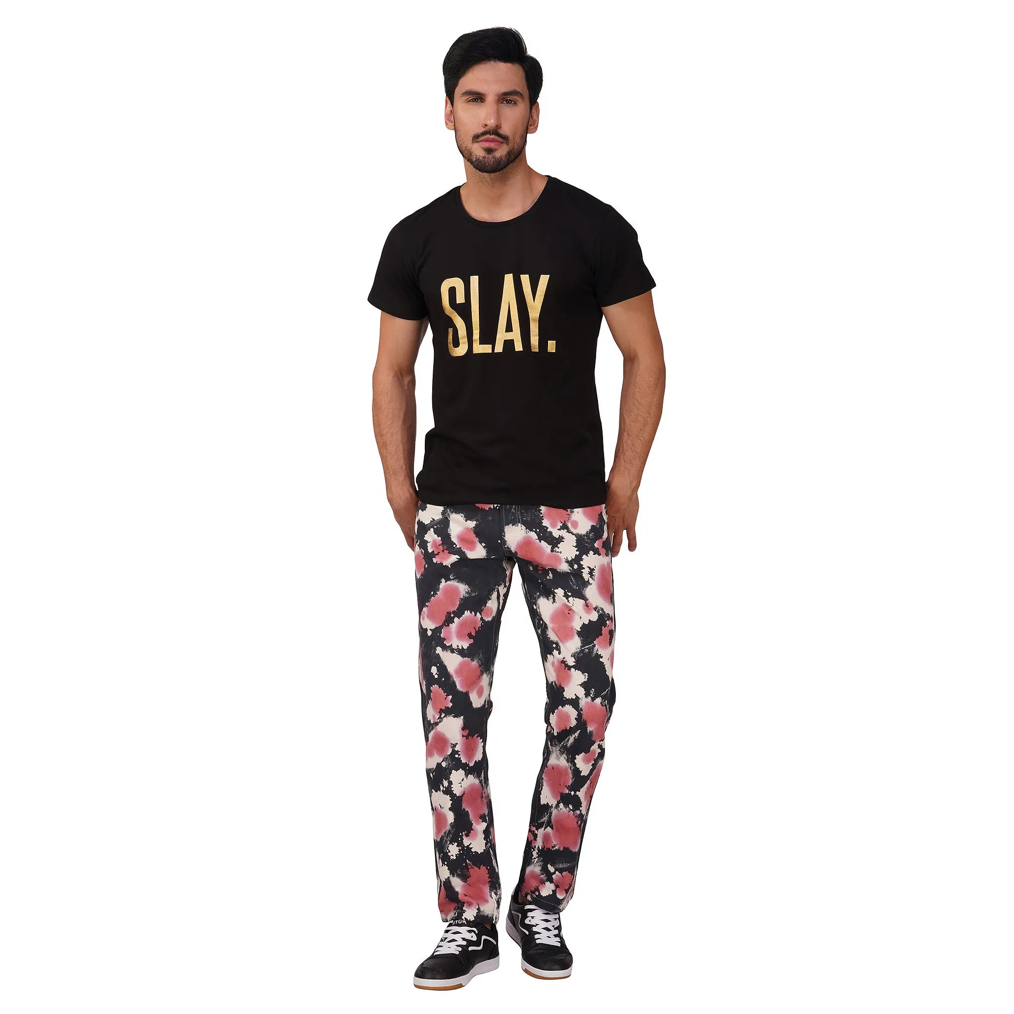 SLAY. Men's Blue & Pink Tie Dye Denim Jacket & Jeans Co-ord Set