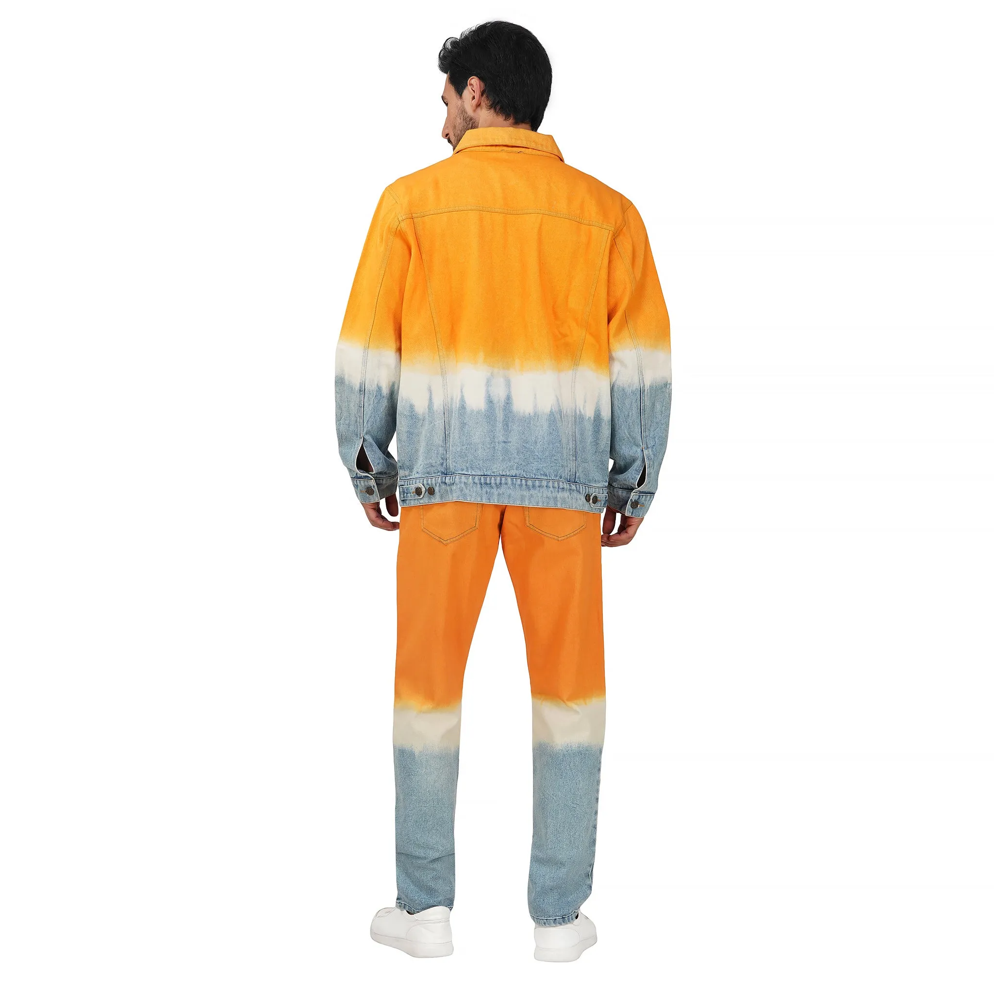 SLAY. Men's Orange White Blue Ombre Denim Jacket & Jeans Co-ord Set