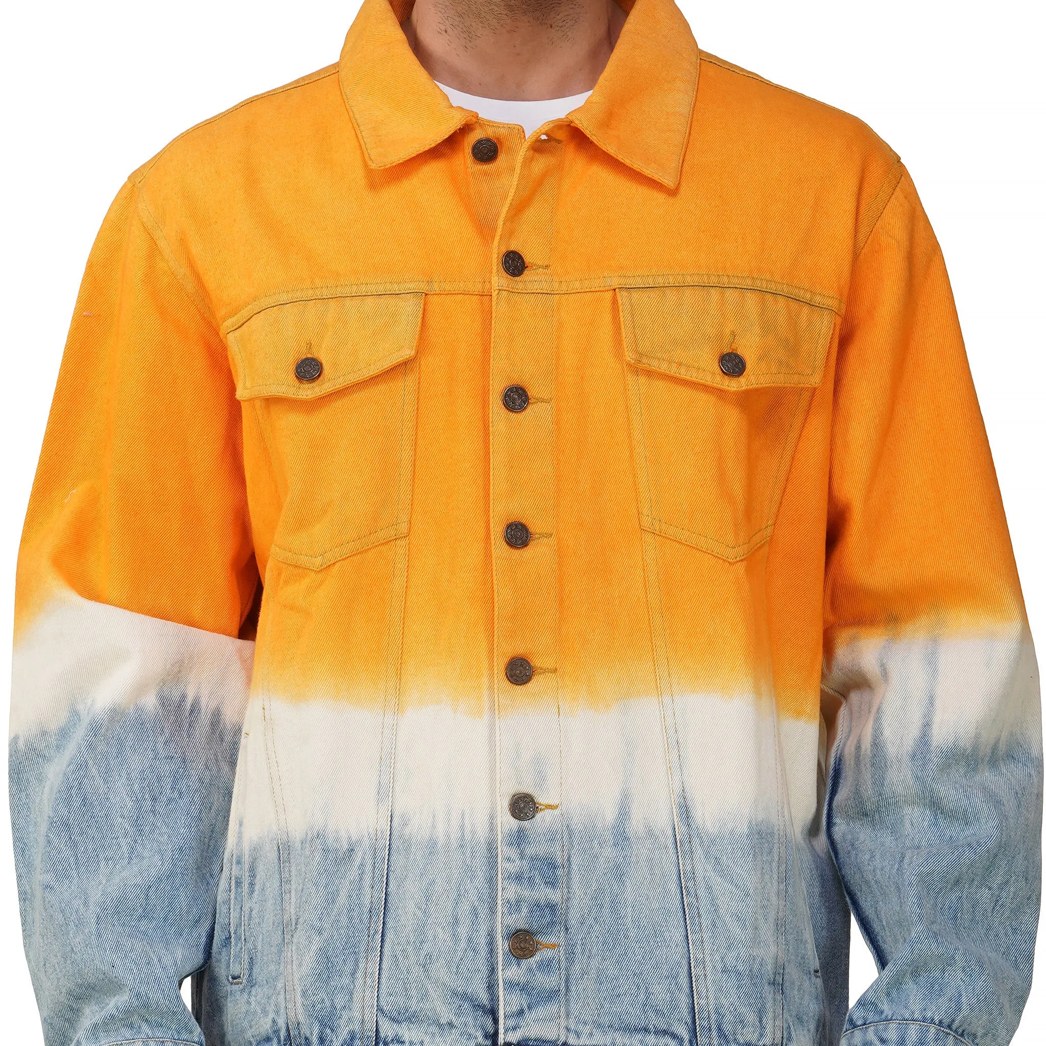 SLAY. Men's Orange White Blue Ombre Denim Jacket & Jeans Co-ord Set