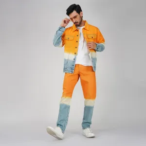 SLAY. Men's Orange White Blue Ombre Denim Jacket & Jeans Co-ord Set