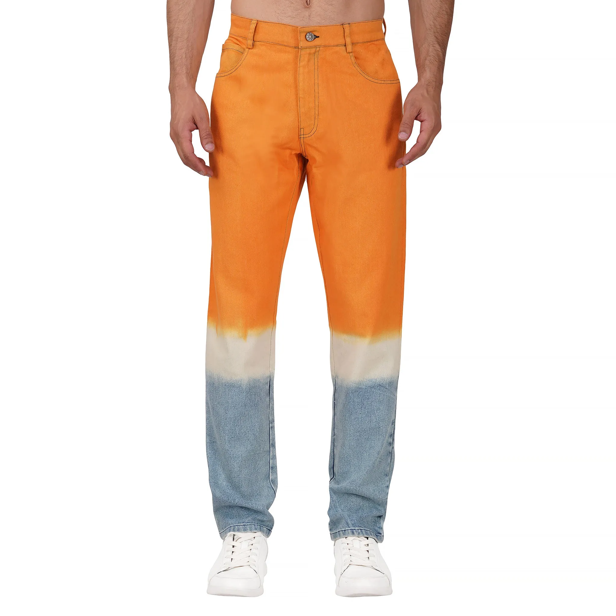 SLAY. Men's Orange White Blue Ombre Denim Jacket & Jeans Co-ord Set