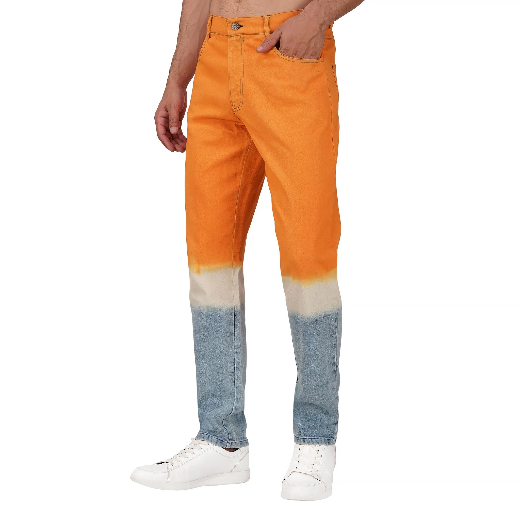 SLAY. Men's Orange White Blue Ombre Denim Jacket & Jeans Co-ord Set