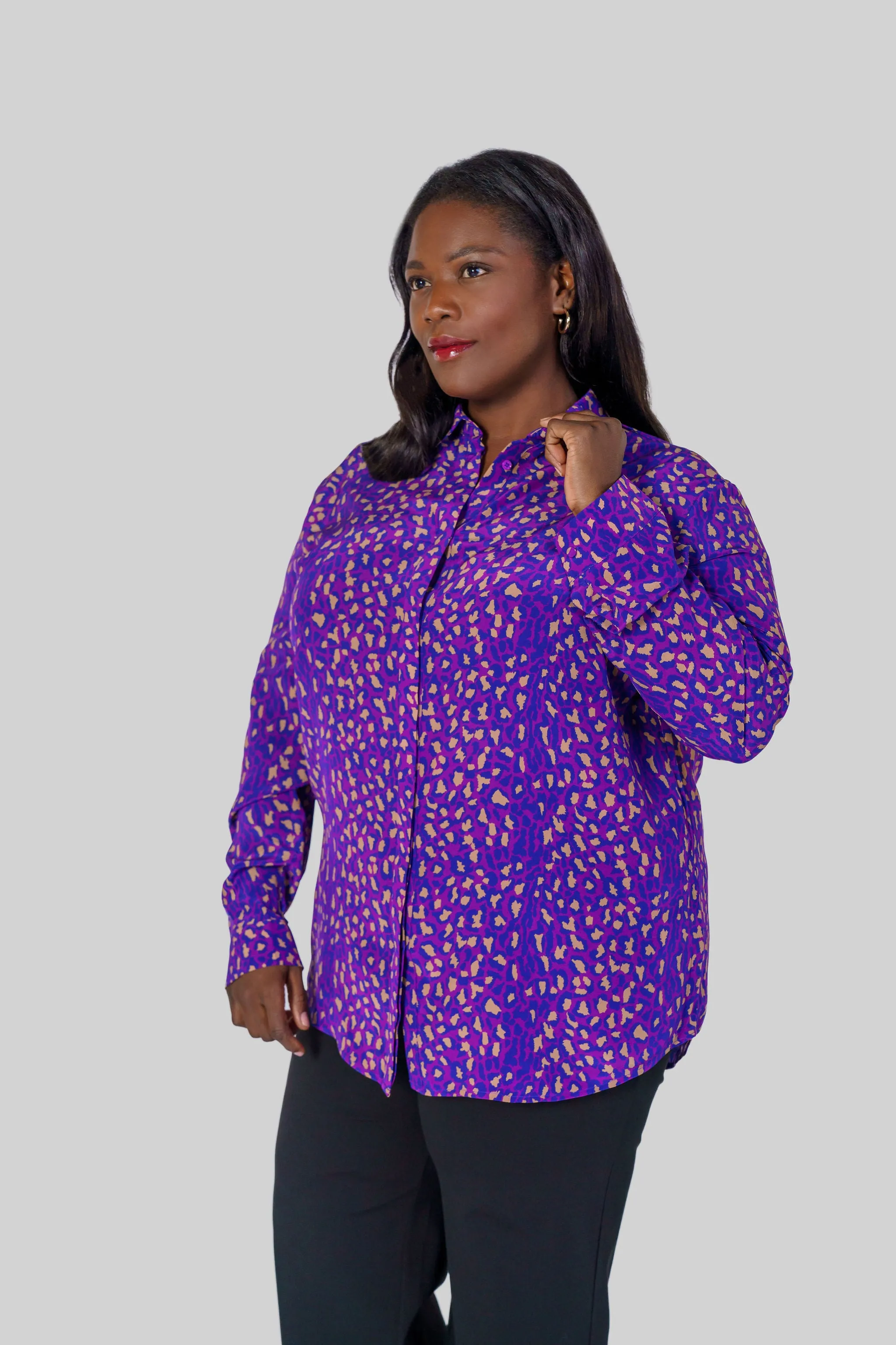 SOPHIE BLOUSE - Purple Leopard