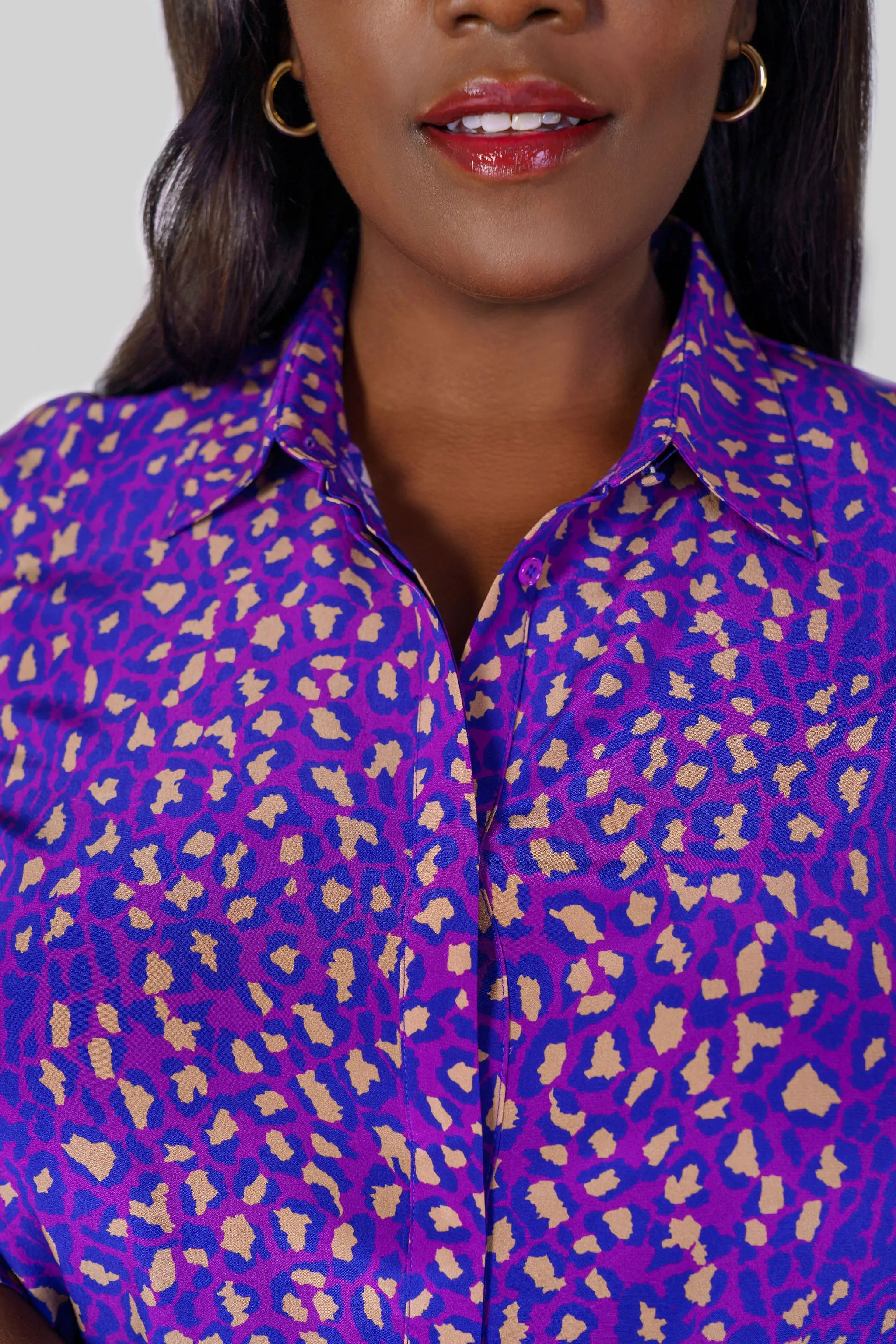 SOPHIE BLOUSE - Purple Leopard