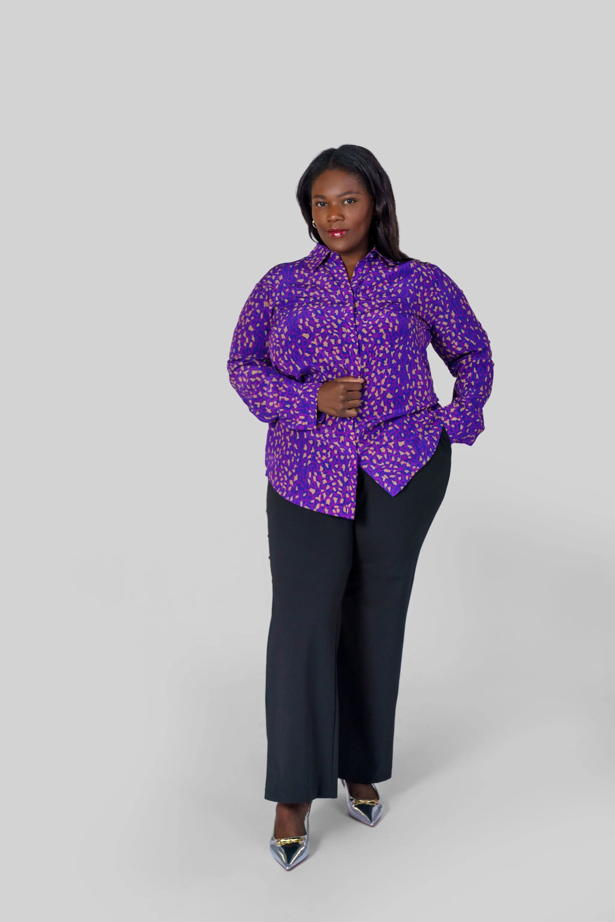 SOPHIE BLOUSE - Purple Leopard