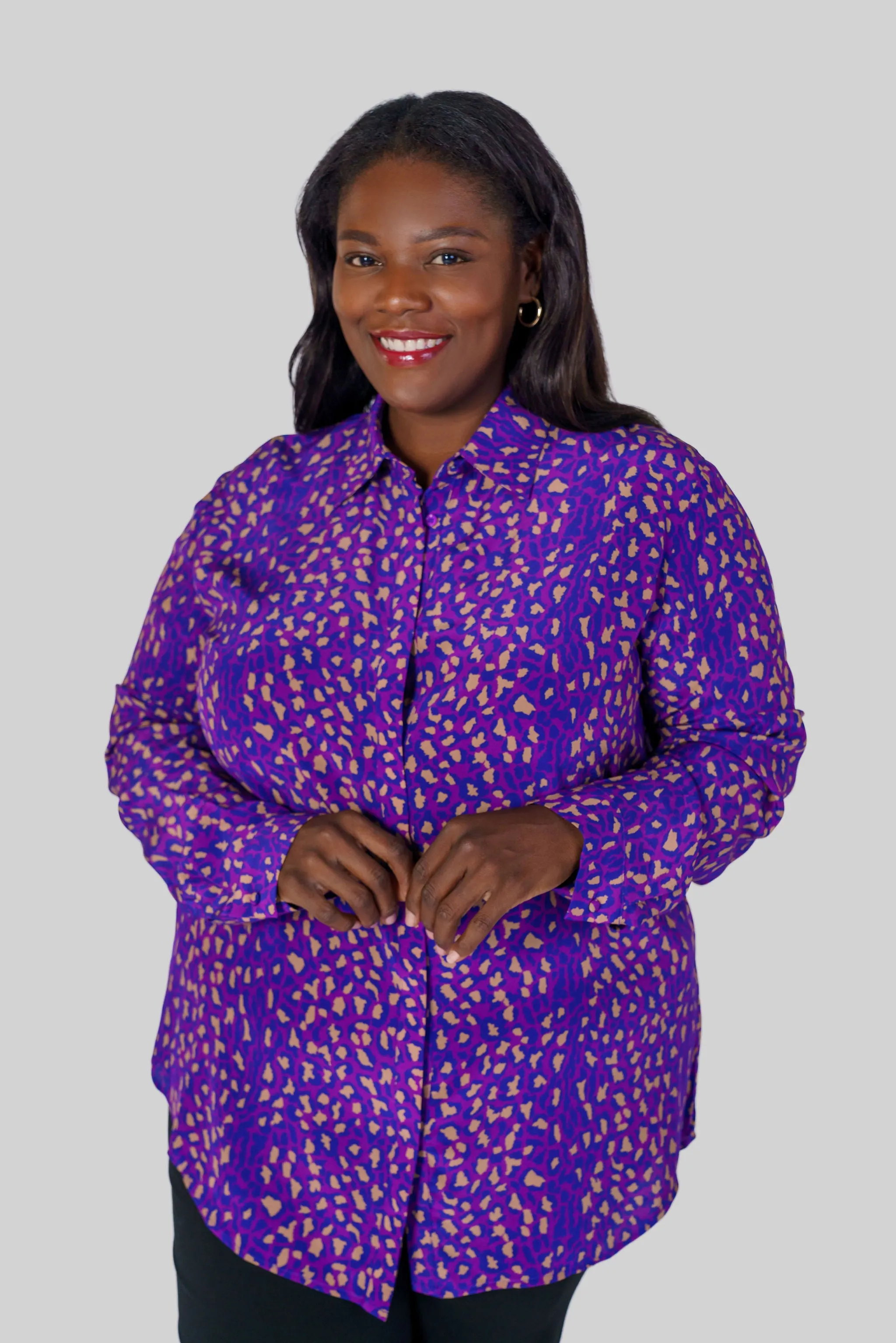 SOPHIE BLOUSE - Purple Leopard