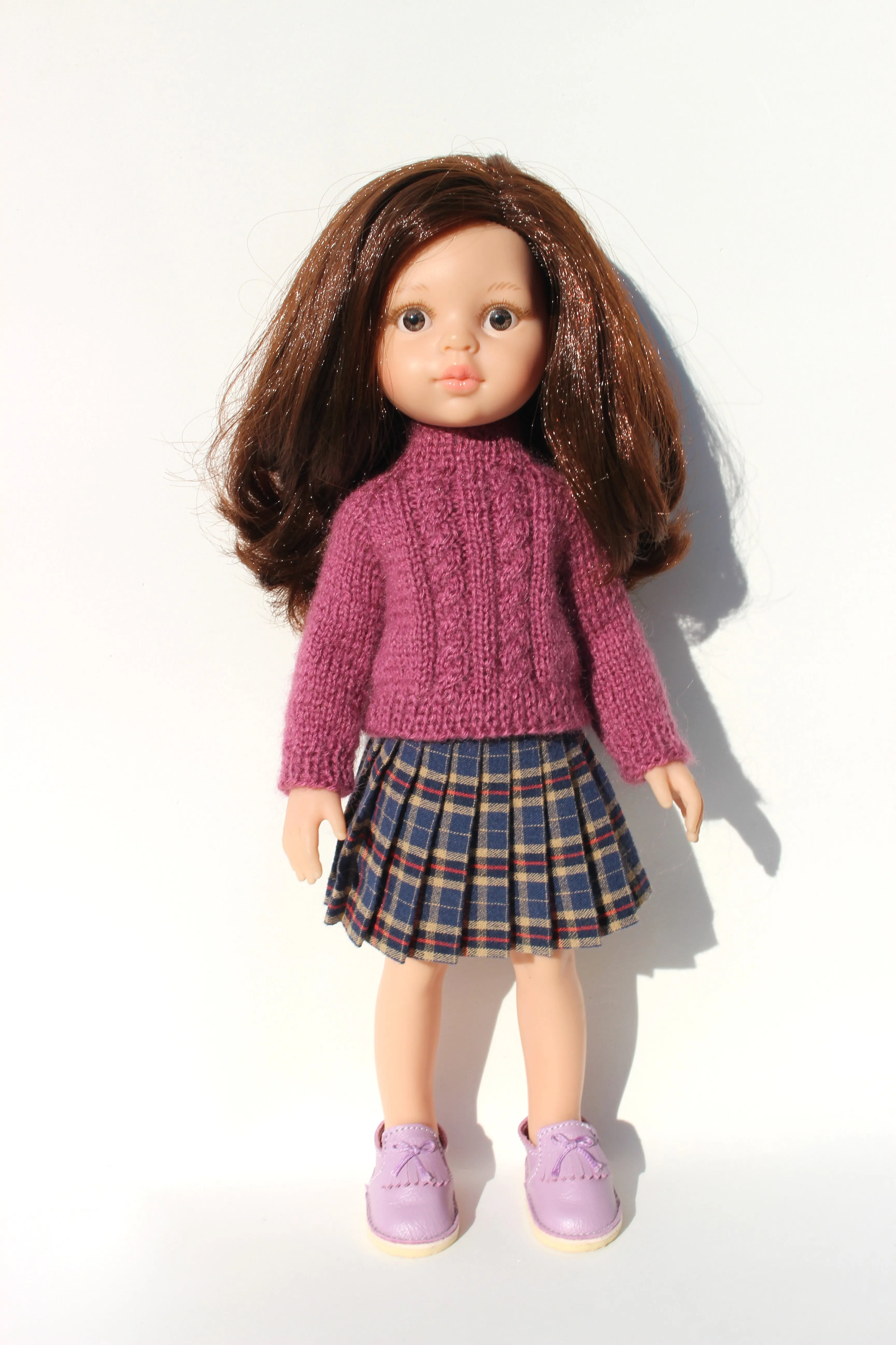 Sweater and Plaid Skirt Set