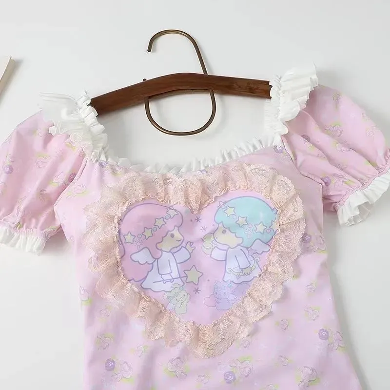 Twin Star Ruffled Adult Onesie