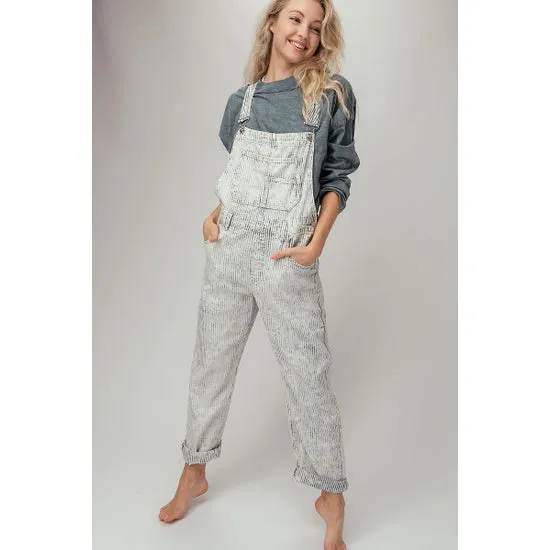 Urban Daizy Acid Washed Stripe Overalls