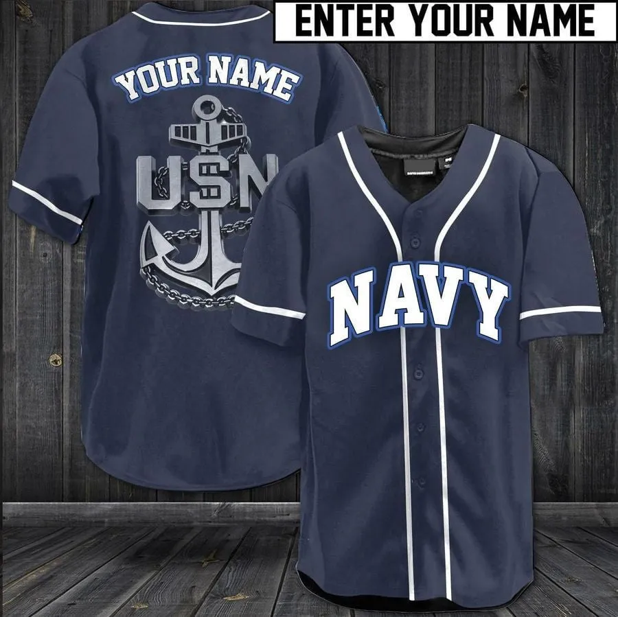 US Navy Simple Personalized Baseball Jersey, Veteran Shirt, US Navy Jersey for Dad