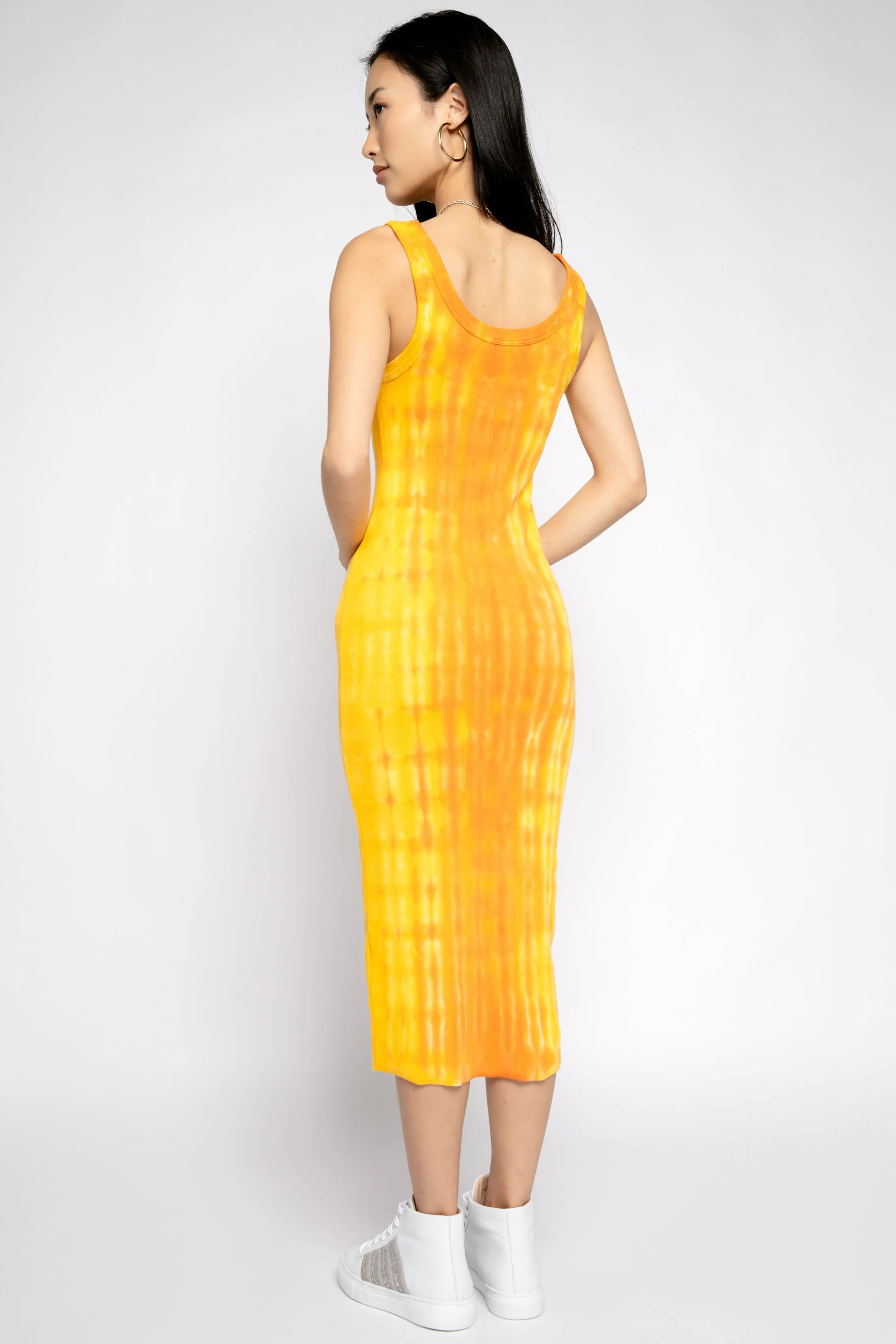 Verona Midi Dress in Orange Ripple