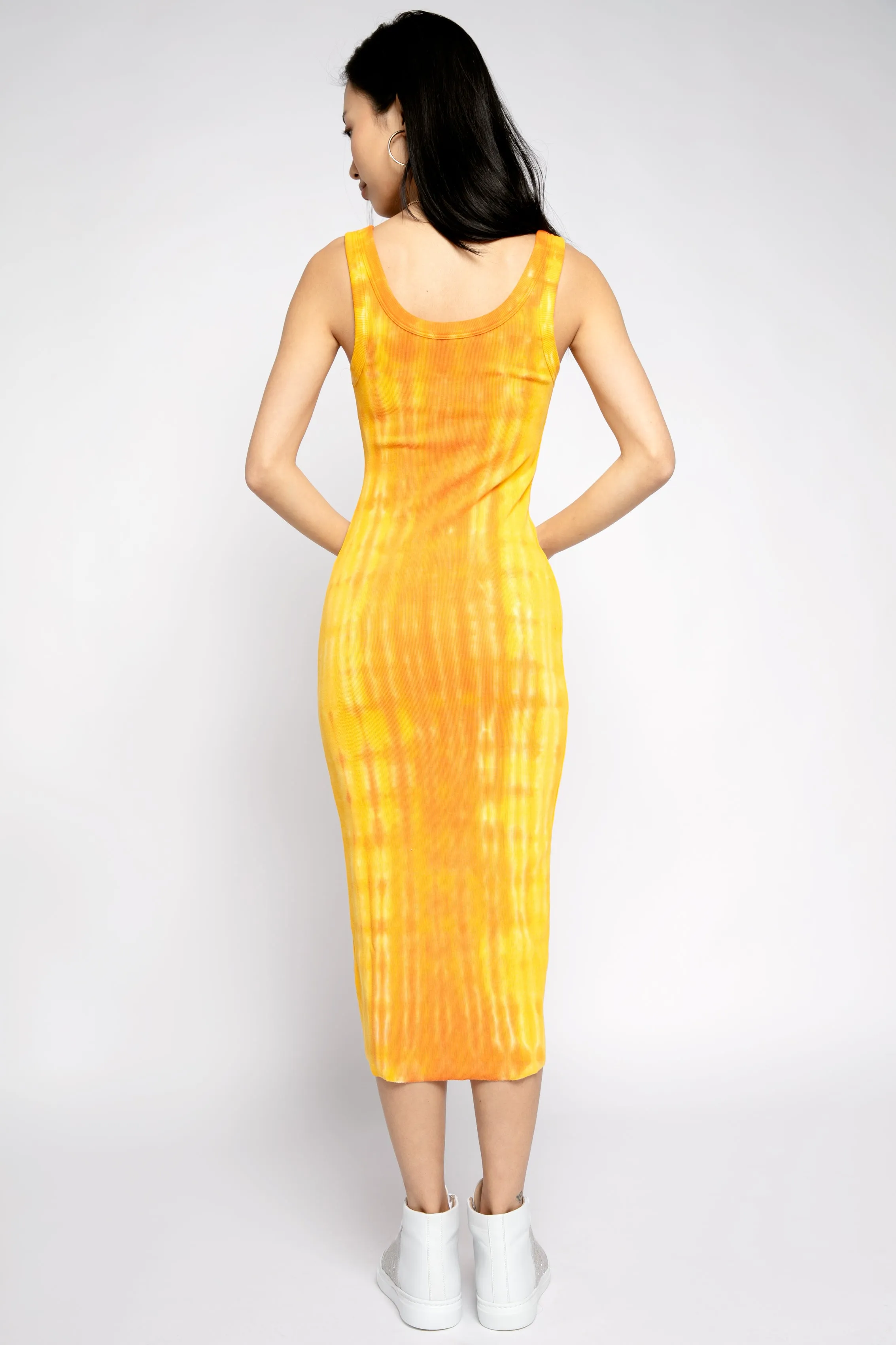 Verona Midi Dress in Orange Ripple