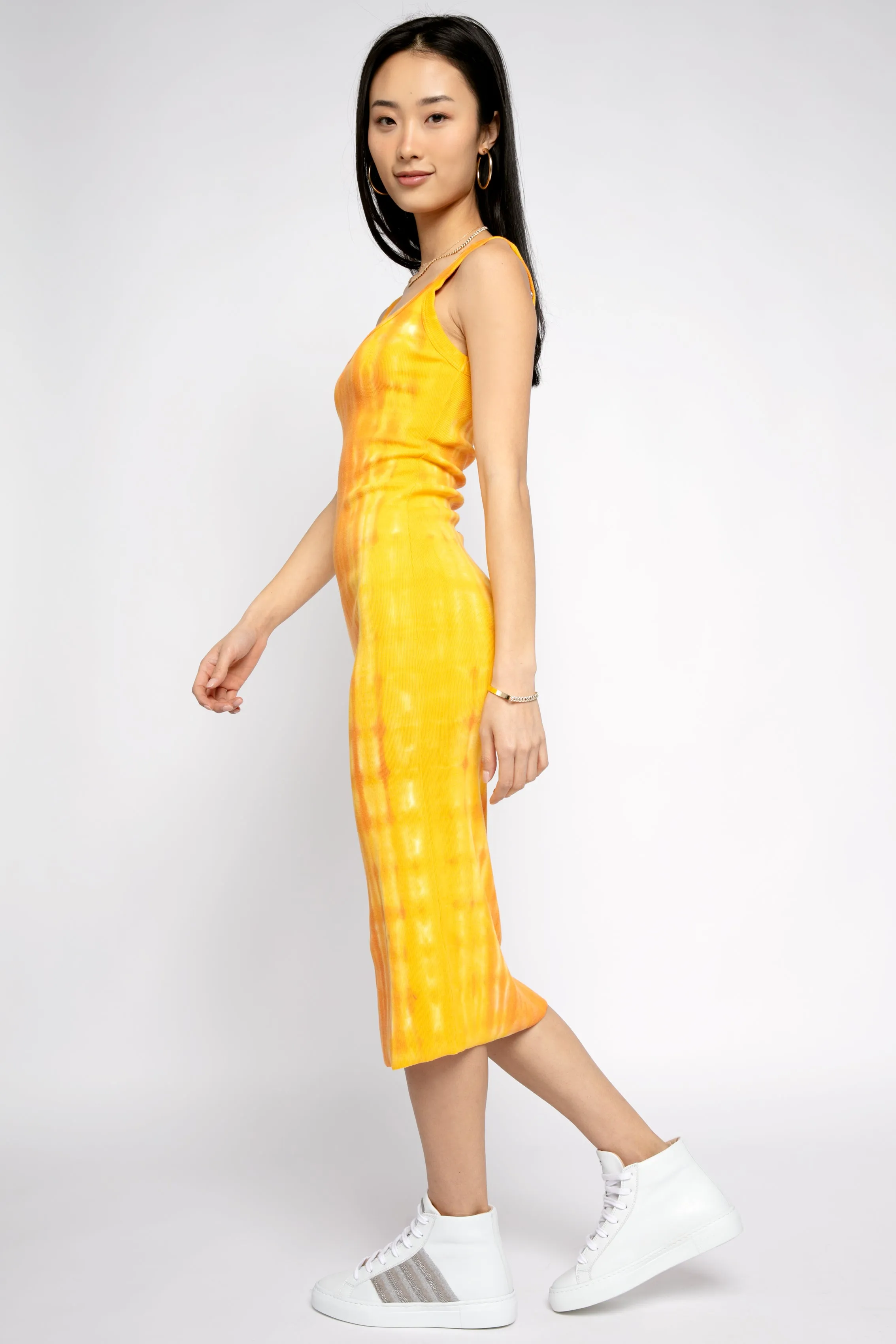 Verona Midi Dress in Orange Ripple