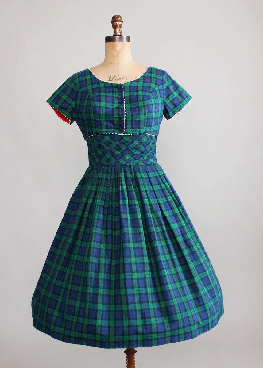 Vintage 1950s Tartan Plaid Sundress and Bolero Jacket