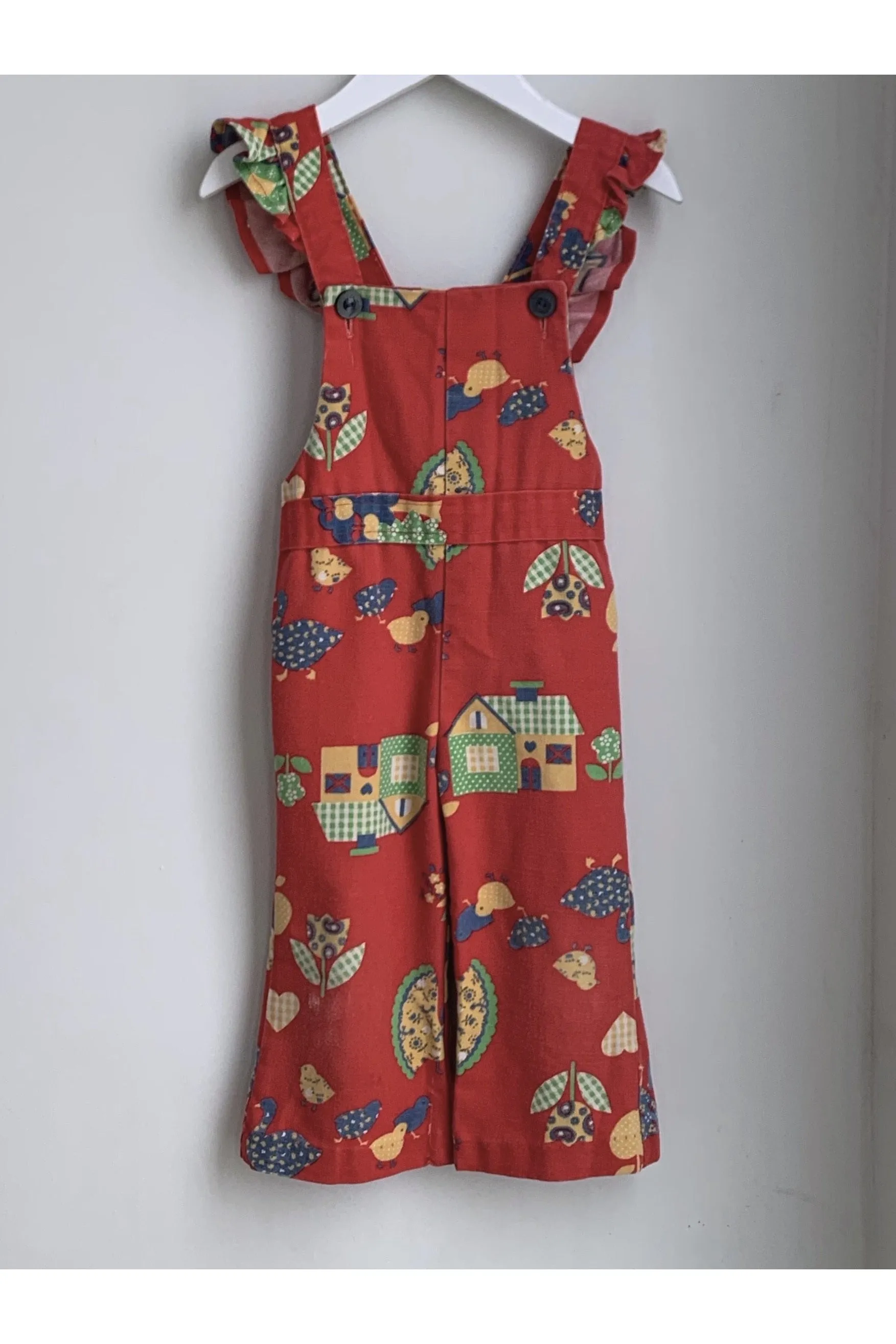 Vintage 70’s Flutter Strap Flared Overalls - Size 2T